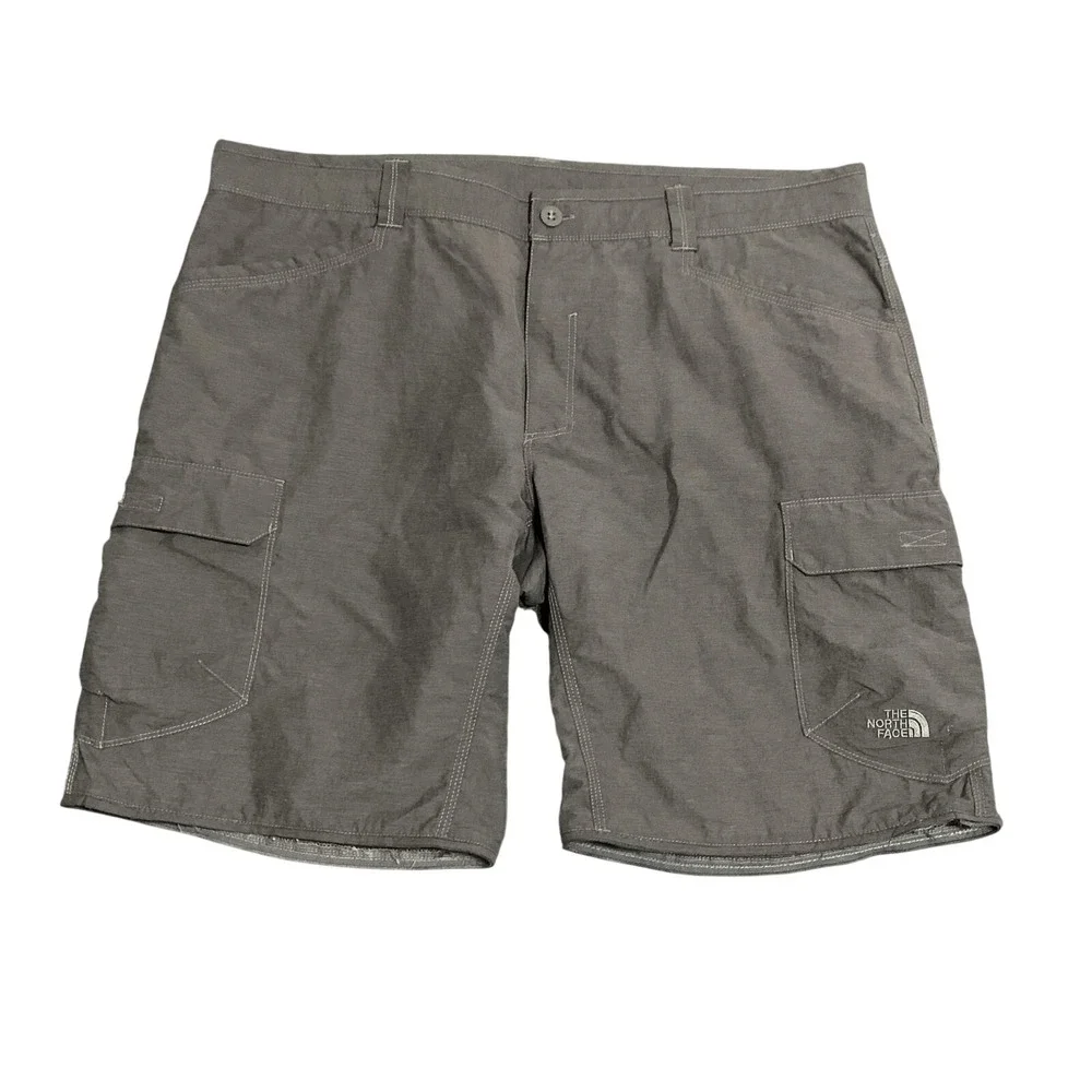 North Face Cargo Shorts Mens 40 Gray Nylon Cotton Outdoor‎ Hiking Zip Off Flaw